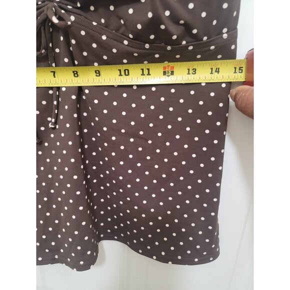 Lands End Brown Polka Dot Ruched Swing Top With Adjustable Straps Size 12 - Picture 5 of 8